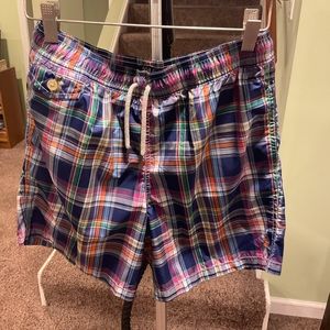 NWOT Polo Ralph Lauren Boys Size L (14-16) Plaid Multi Swim trunks